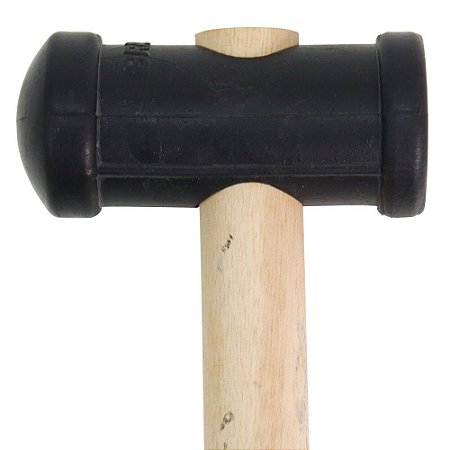 Martelo de borracha preto 28cm pequeno com cabo de madeira