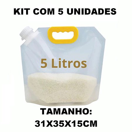 Saco Organizador para Alimentos com rosca hermético 5L KIT 5UN