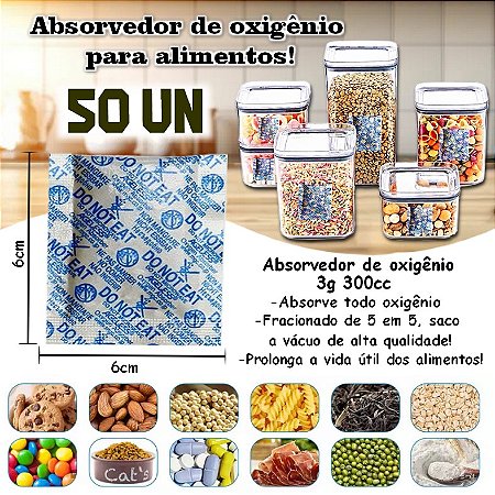 Absorvedor de Oxigênio Ageless 300cc com 50un, fracionado de 5 em 5un