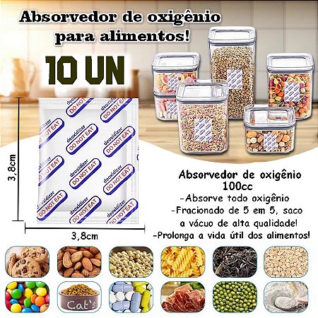 Absorvedor de Oxigênio 100cc c/ 10un até 1L