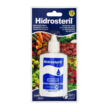 HIDROSTERIL 50 ML PURIFICADOR DE ÁGUA E LEGUMES, E UTENSÍLIOS
