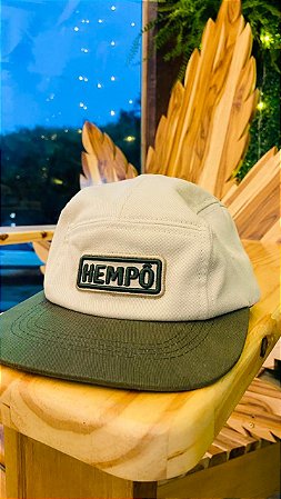Boné Hempô Five Panel Ajustável Verde e Bege