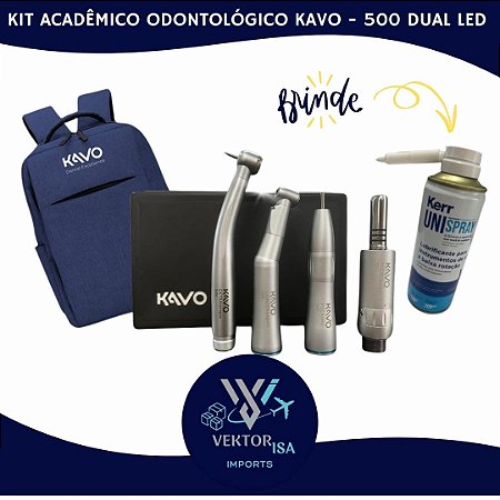 KIT ACADÊMICO ODONTOLÓGICO KAVO SÉRIE 500 DUAL LED COM MOCHILA  SPRAY