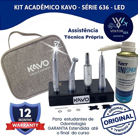KIT ACADEMICO ODONTOLOGICO KAVO SÉRIE 636 CP LED + BOLSA E SPRAY KERR