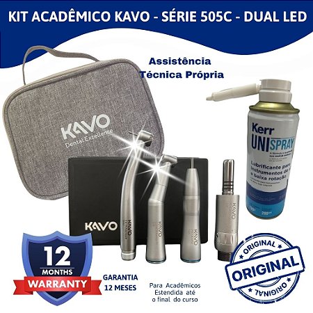 KIT ACADÊMICO ODONTOLÓGICO KAVO - Série 500 - Dual LED - COM BOLSA E LUBRIFICANTE UNISPRAY KAVO KERR