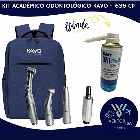 KIT ACADEMICO ODONTOLOGICO KAVO SÉRIE 636 LED - COM MOCHILA E UNISPRAY