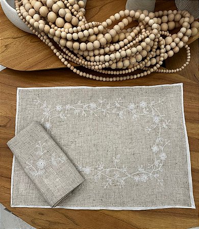 Jogo Americano + Guardanapo Bege