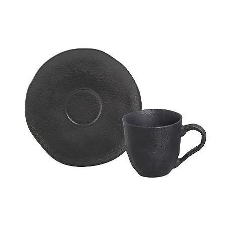Xícaras de Café com Pires Orgânico Preto Matte 120ml