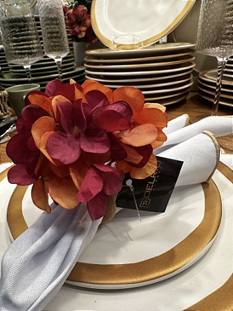 Porta guardanapo Hortensia Pink e Laranja