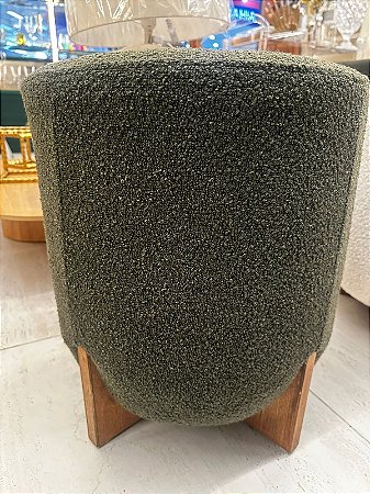 Puff Cravo Boucle Verde Escuro