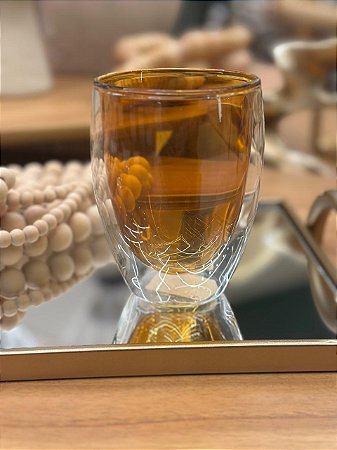 Copo Vidro Duplo Ambar