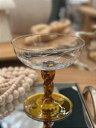 Taça Vidro Transparente e Laranja 270ml