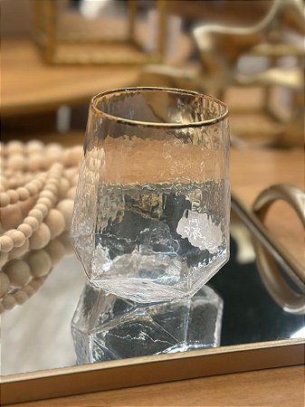 Copo Baixo Cristal Chumbo Fio Ouro