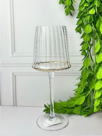 Taça Vidro Borda Ouro
