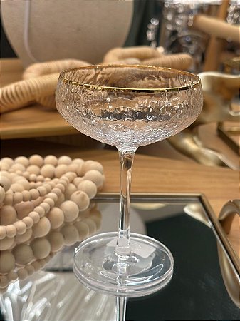 Taça Cristal Martelada Ouro