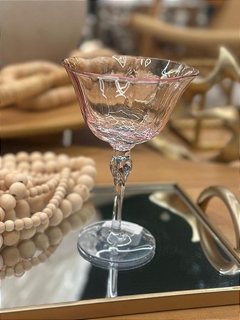 Taça de Vidro Rosa e Cinza 180ml