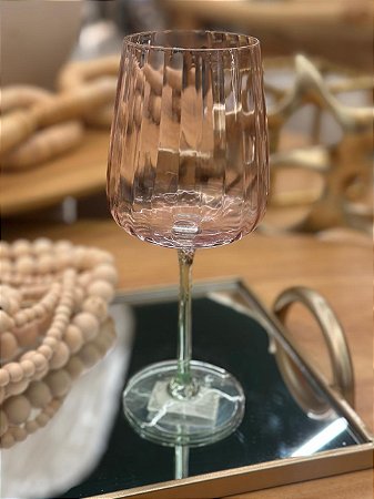 Taça Vidro Rosa e Verde 420ml