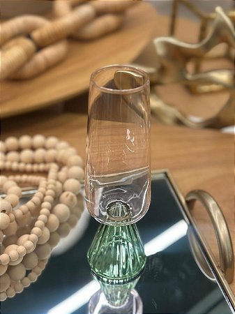 Taça Vidro Bojuda Rosa e Verde 270ml