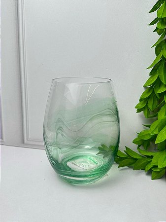 Copo Vidro Transparente e Verde