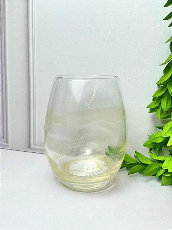 Copo Vidro Transparente e Branco