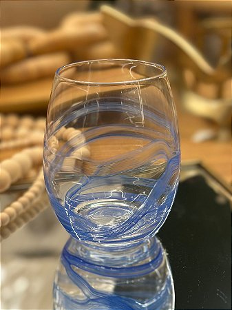 Copo Vidro Transparente e Azul