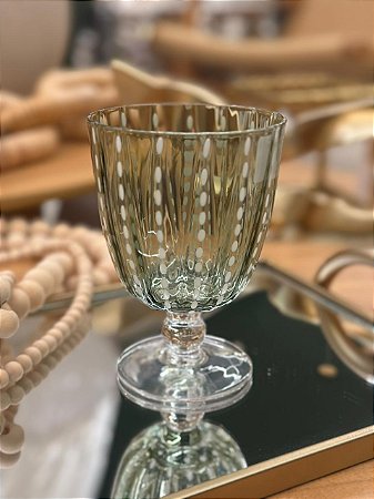 Taça Vidro Verde c/ Detalhe Branco