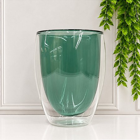 Copo Vidro Duplo Verde