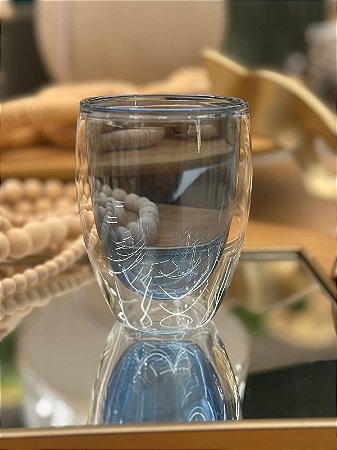 Copo Vidro Duplo Azul