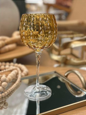 Taça Vinho Vidro Orquídea Âmbar