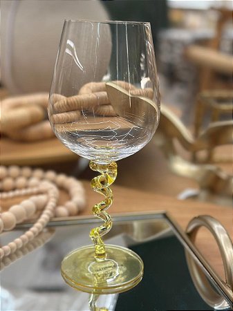 Taça Vidro Transparente Amarelo