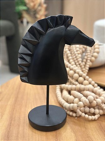 Escultura Poliresina Cavalo Preto