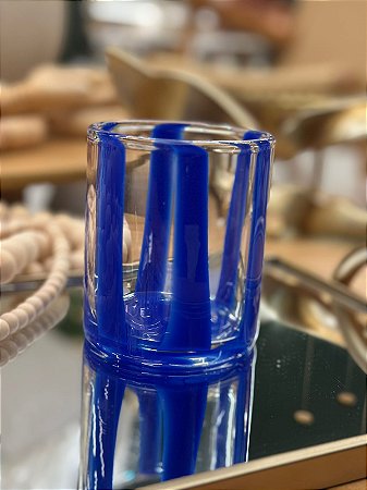Copo Vidro Faixa Azul