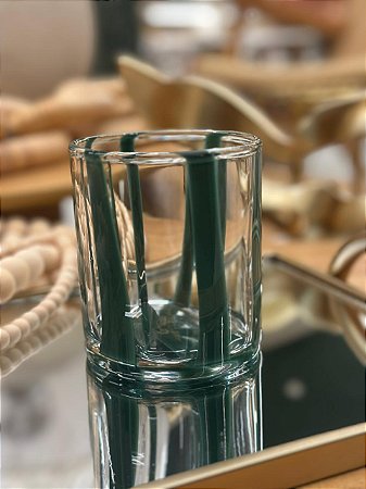 Copo Vidro Faixa Verde