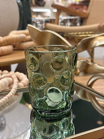 Copo Vidro Textura Bolha Verde
