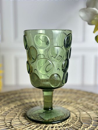 Taça de Vidro Textura Bolha Verde
