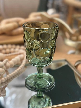 Taça de Vidro Textura Bolha Verde