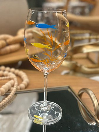 Taça Vinho Cristal Peixes