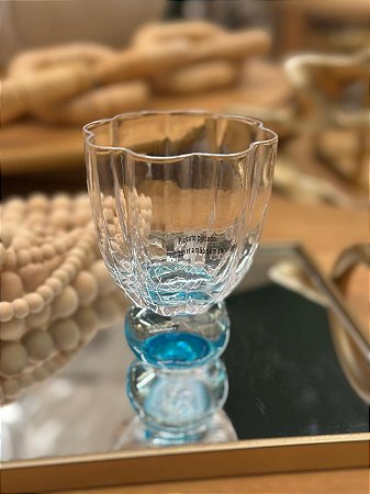 Taça Vidro Transparente Base Azul 250ml