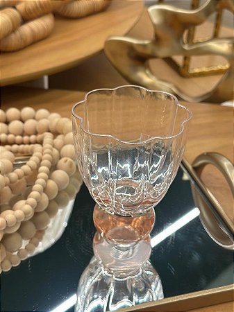 Taça Vidro Transparente Base Laranja 250ml