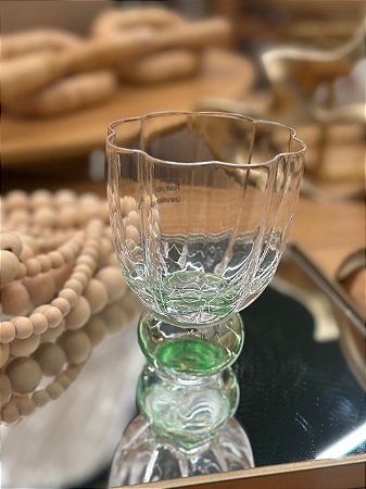 Taça Vidro Transparente Base Verde 250ml
