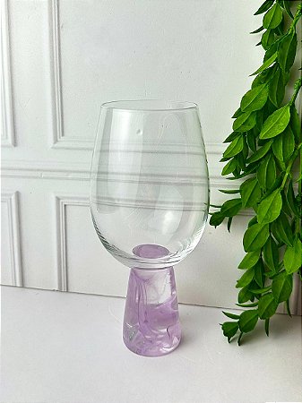 Taça Vidro Transparente Base Violeta 400ml