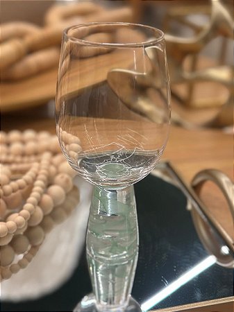 Taça Vidro Transparente Base Verde 400ml