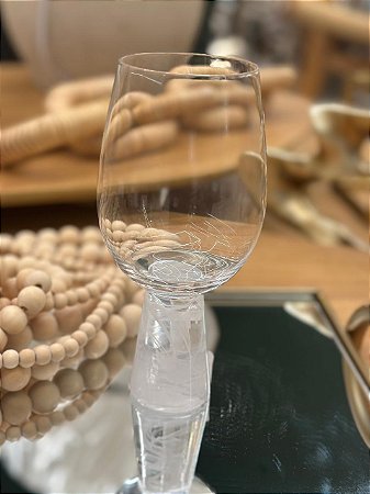 Taça Vidro Transparente Base Branca 400ml