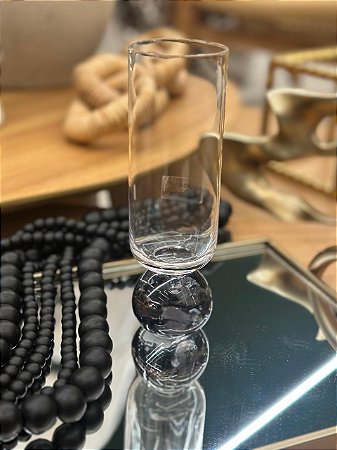 Taça Transparente Esfera Preta 250ml
