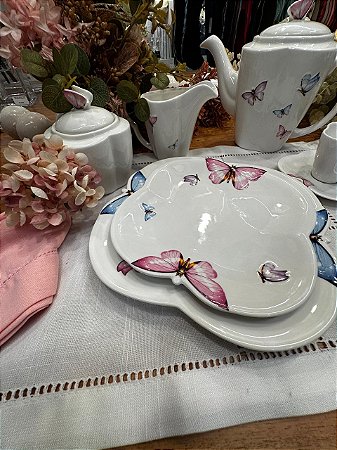 Prato Sobremesa Porcelana Borboletas