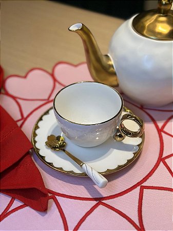 Xícara Chá c/ Pires Porcelana Egg 200ml