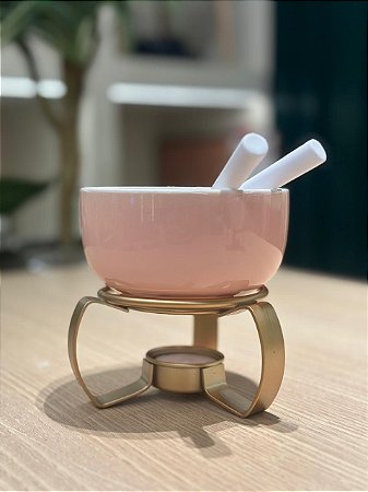 Aparelho de Fondue 5 pç Aspen Rosa 350ml