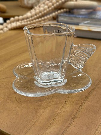 Xícara Café c/ Pires Vidro Butterfly 80ml