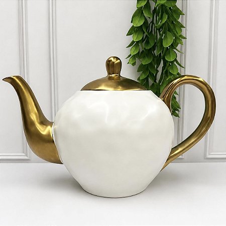 Bule Chá Porcelana Dubai Dourado 1L