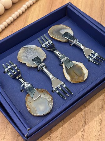 Conjunto 4 Garfos Petisco Inox Ágata